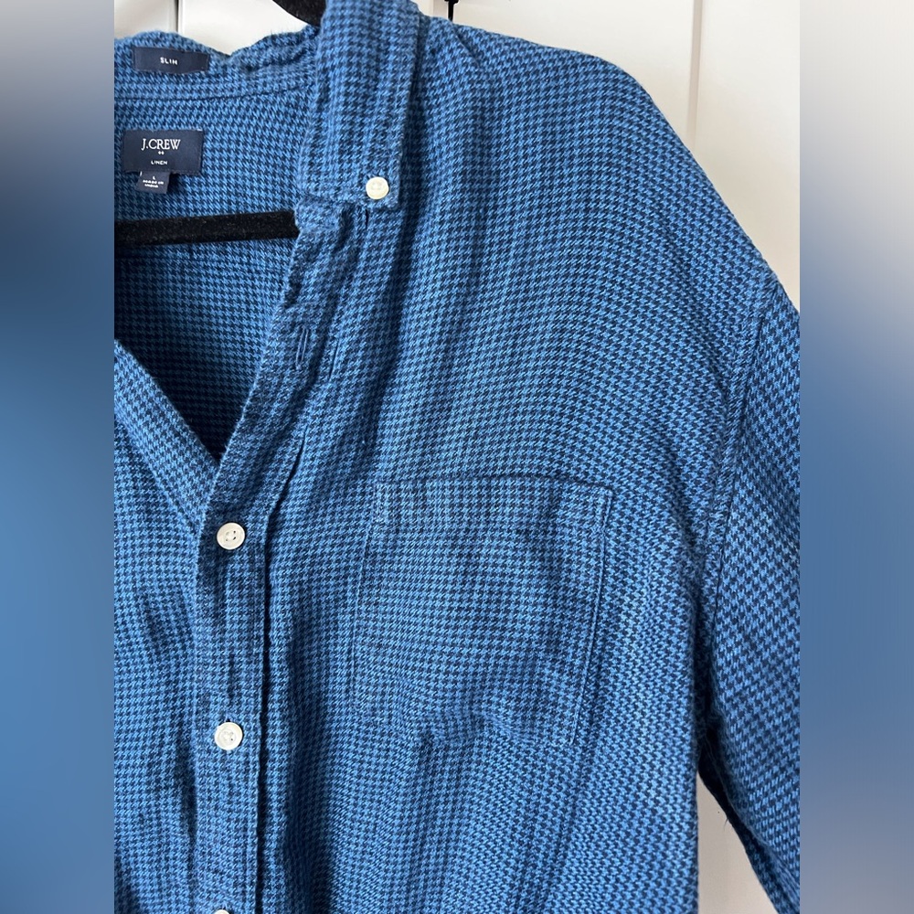 J Crew 100% linen Herringbone Button Down, mens